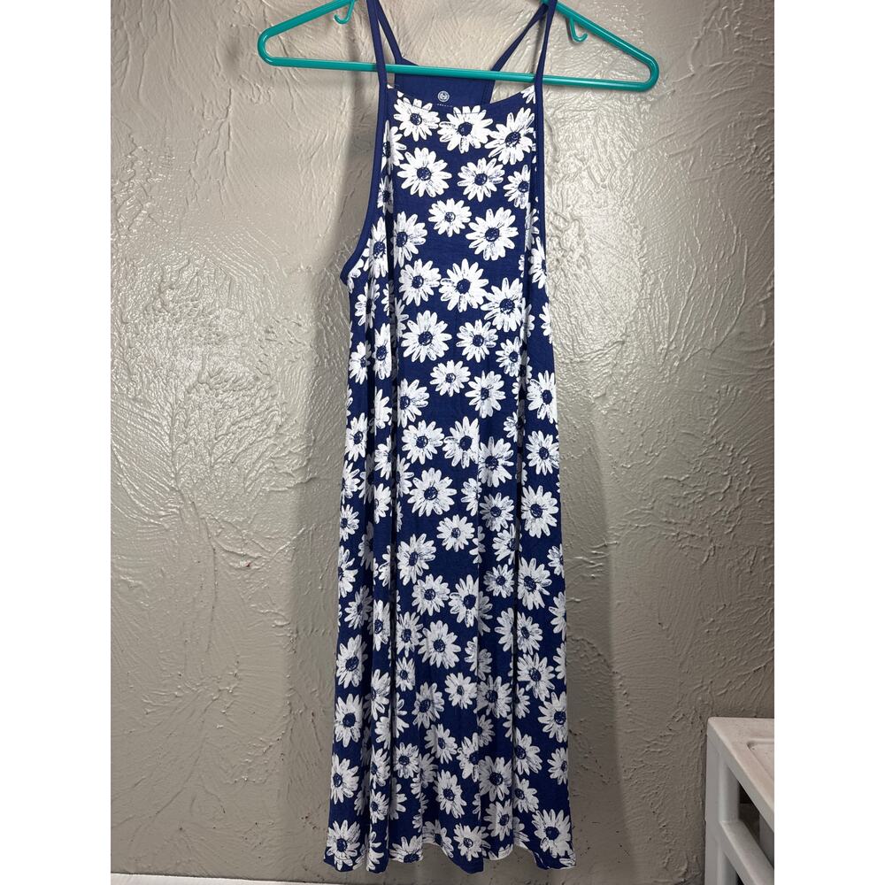 SO Brand Swing‎ Dress White Blue Daisies Daisy Built in Bra Womens Size Small
